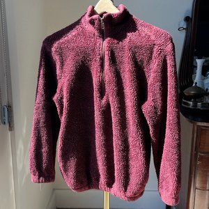 90s y2k vintage viasport sherpa fleece half-zip sweater - burgundy - small